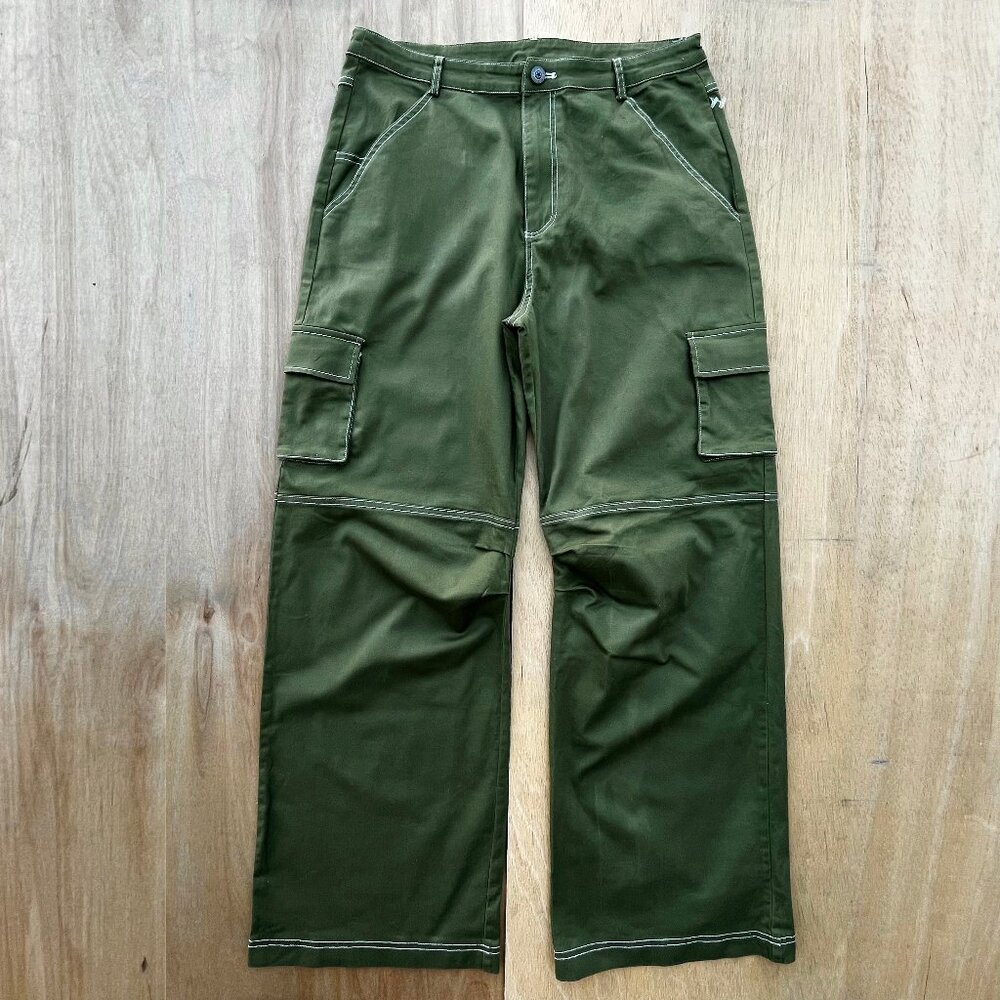 PRINCESS POLLY XX DOBSON PANTS WOMEN’S sz 6 Green Wide Leg High Rise Cargo NWT